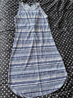 Banana Republic Navy and White Sleeveless Patterned Maxi Dress